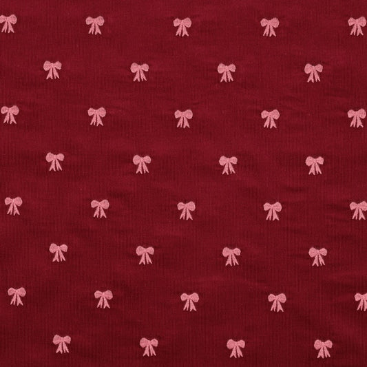 Velours Côtelé bordeaux brodé noeuds