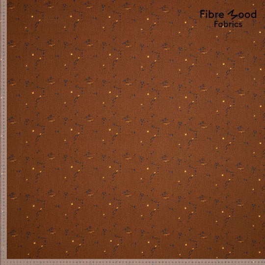 Voile de coton camel imprimé oiseaux - Fibremood