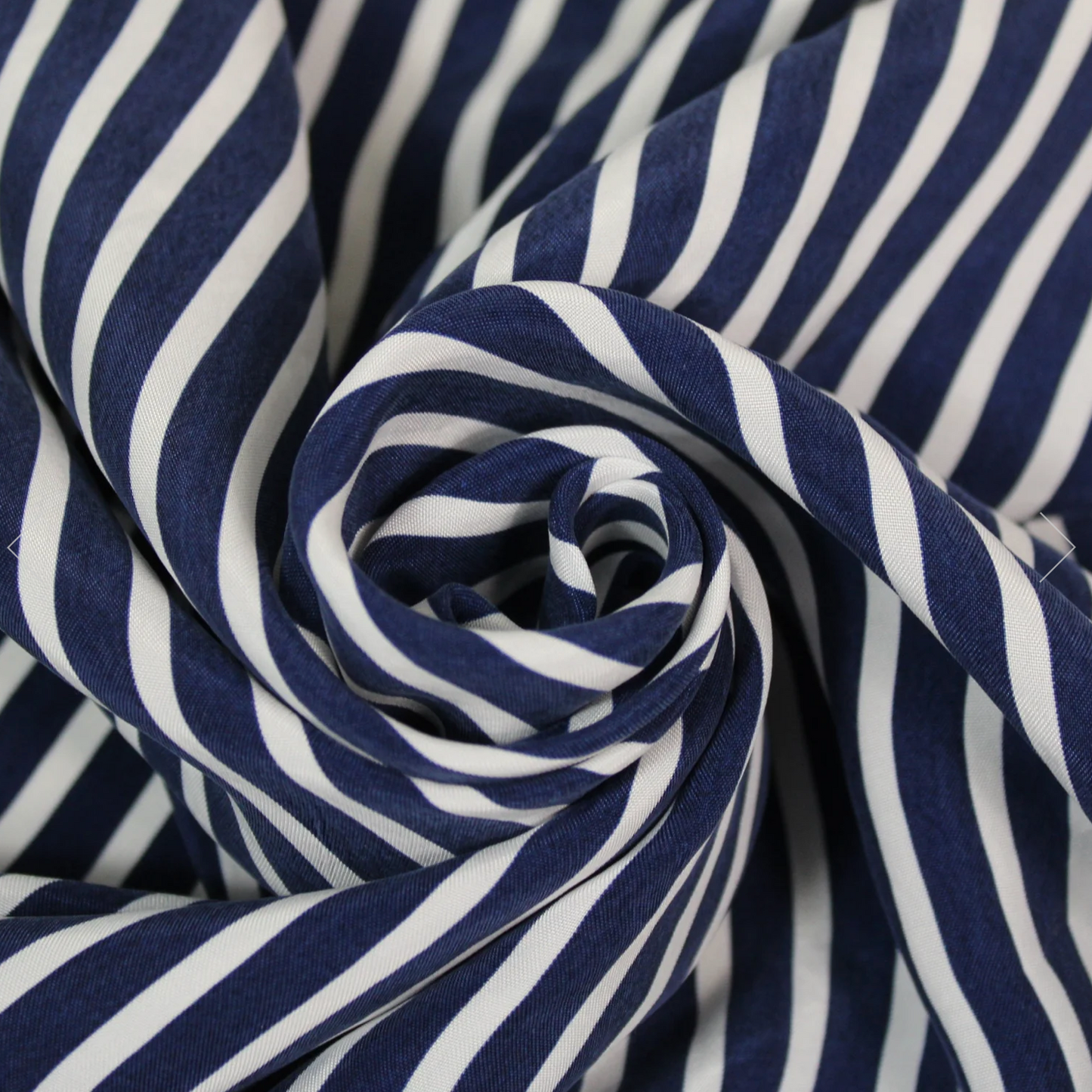 Twill cupro à rayures bleu marine et blanche