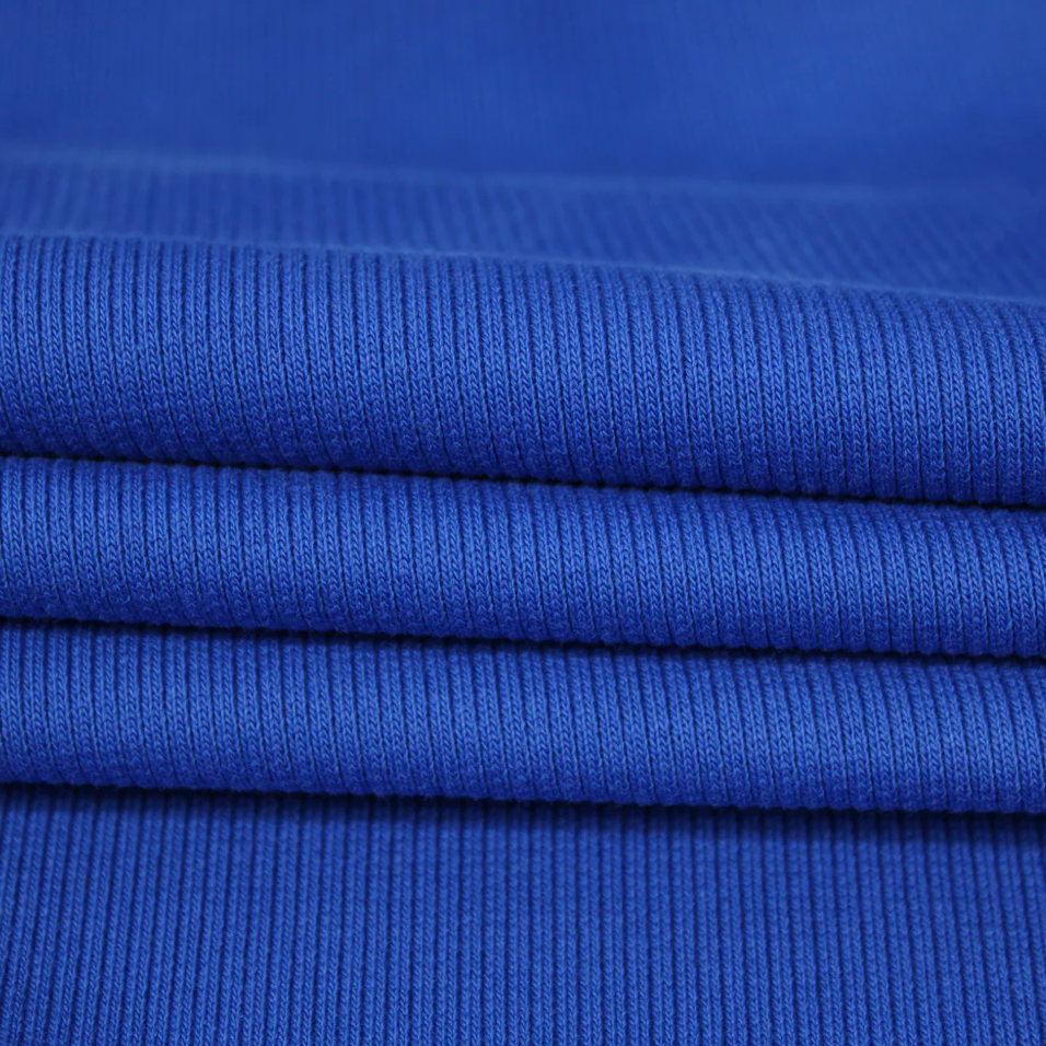 Tissu maille coton côtelé strech - bleu électrique