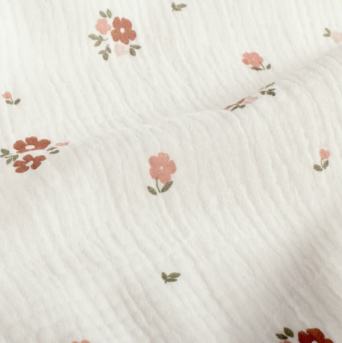 Double gaze blanc avec fleurs