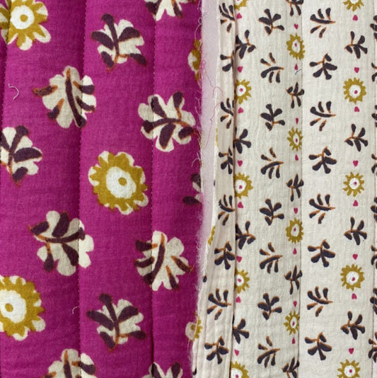 Matelassé indien fuchsia et blanc