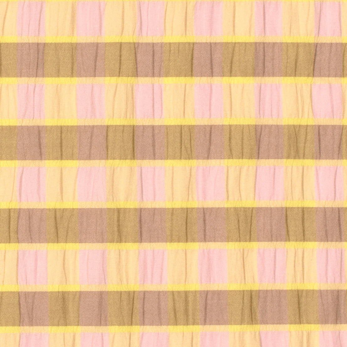 Seersucker carreaux jaune et rose