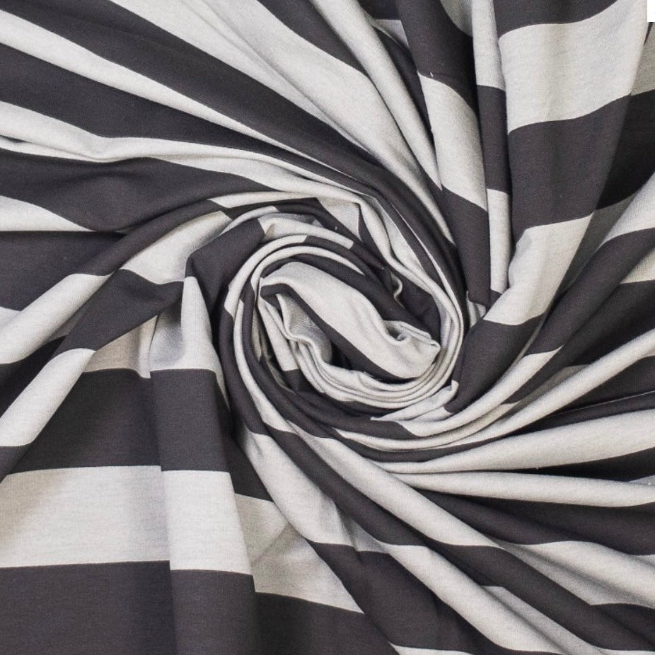 Coton rayé gris et blanc