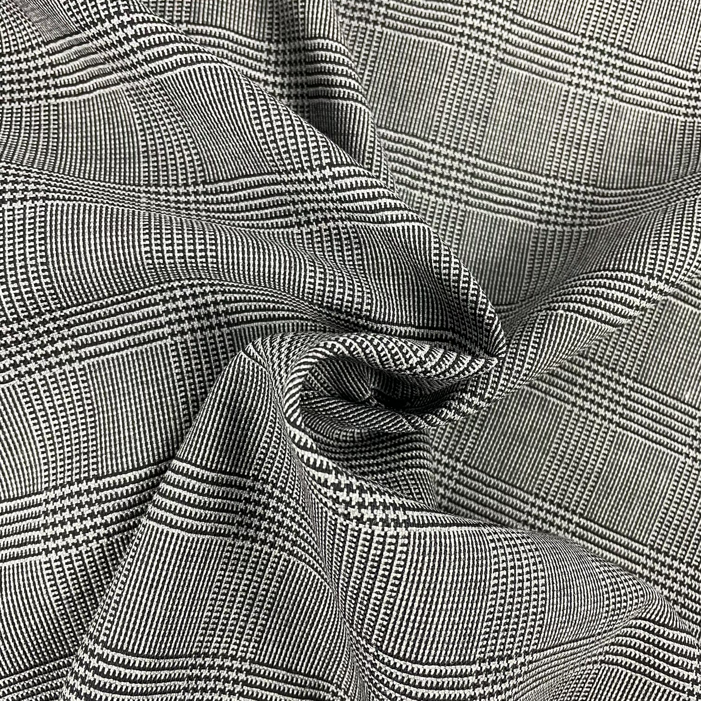 Crêpe de laine tartan gris et bleu