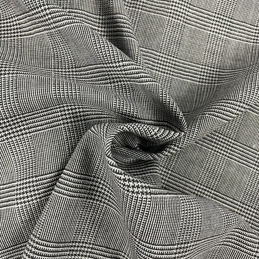 Crêpe de laine tartan gris et bleu