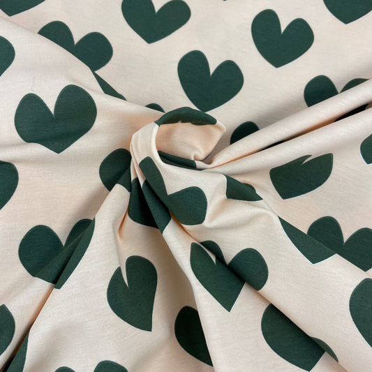Jersey coeur vert et beige
