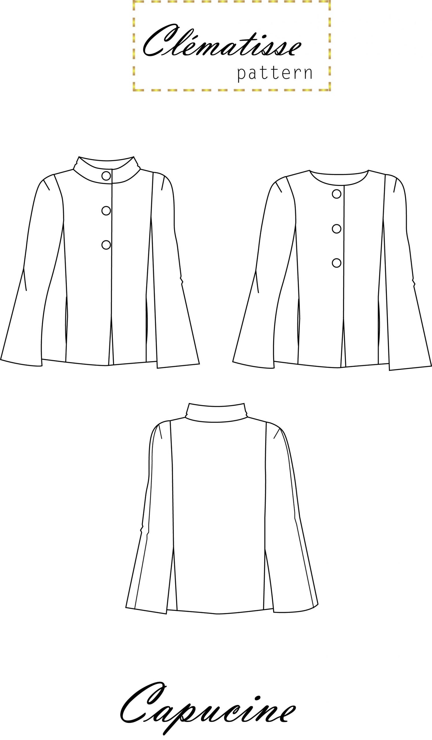 Patron Cape CAPUCINE - Clématisse Pattern