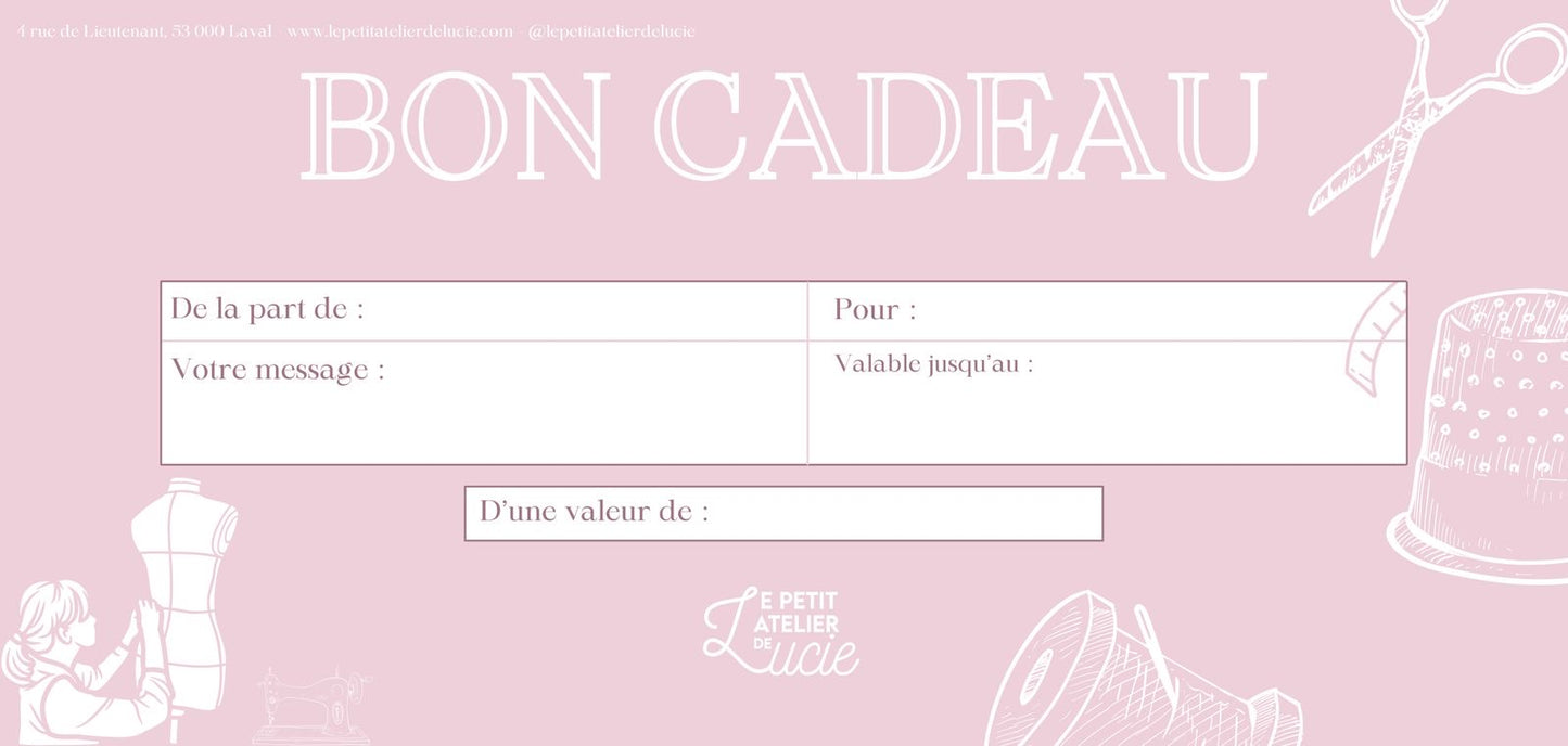 CARTE CADEAU - LE PETIT ATELIER DE LUCIE