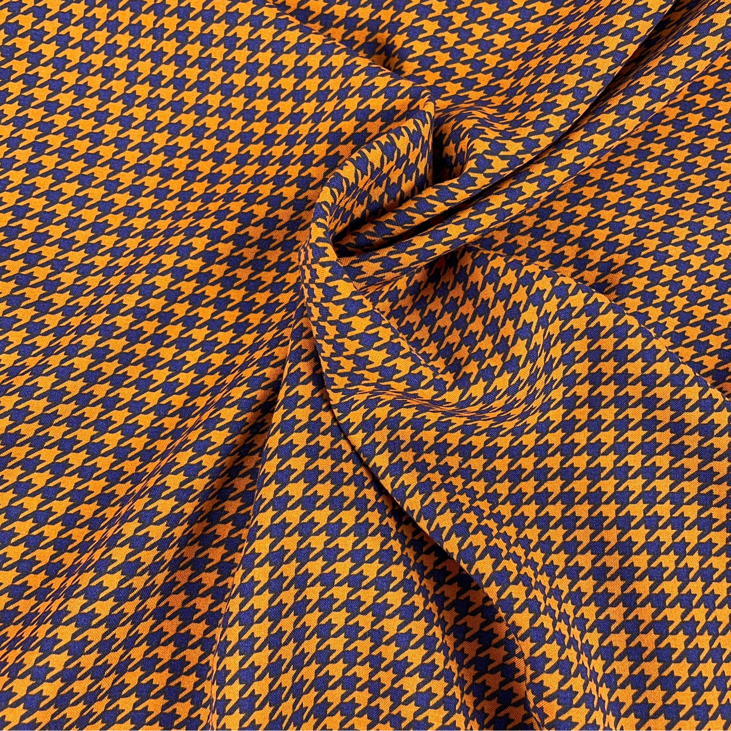 Voile de coton pied de poule violet et orange- Fibremood