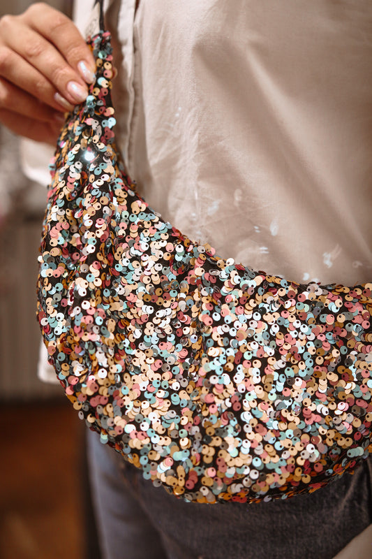 Sac Demi-Lune en Sequins multicolore